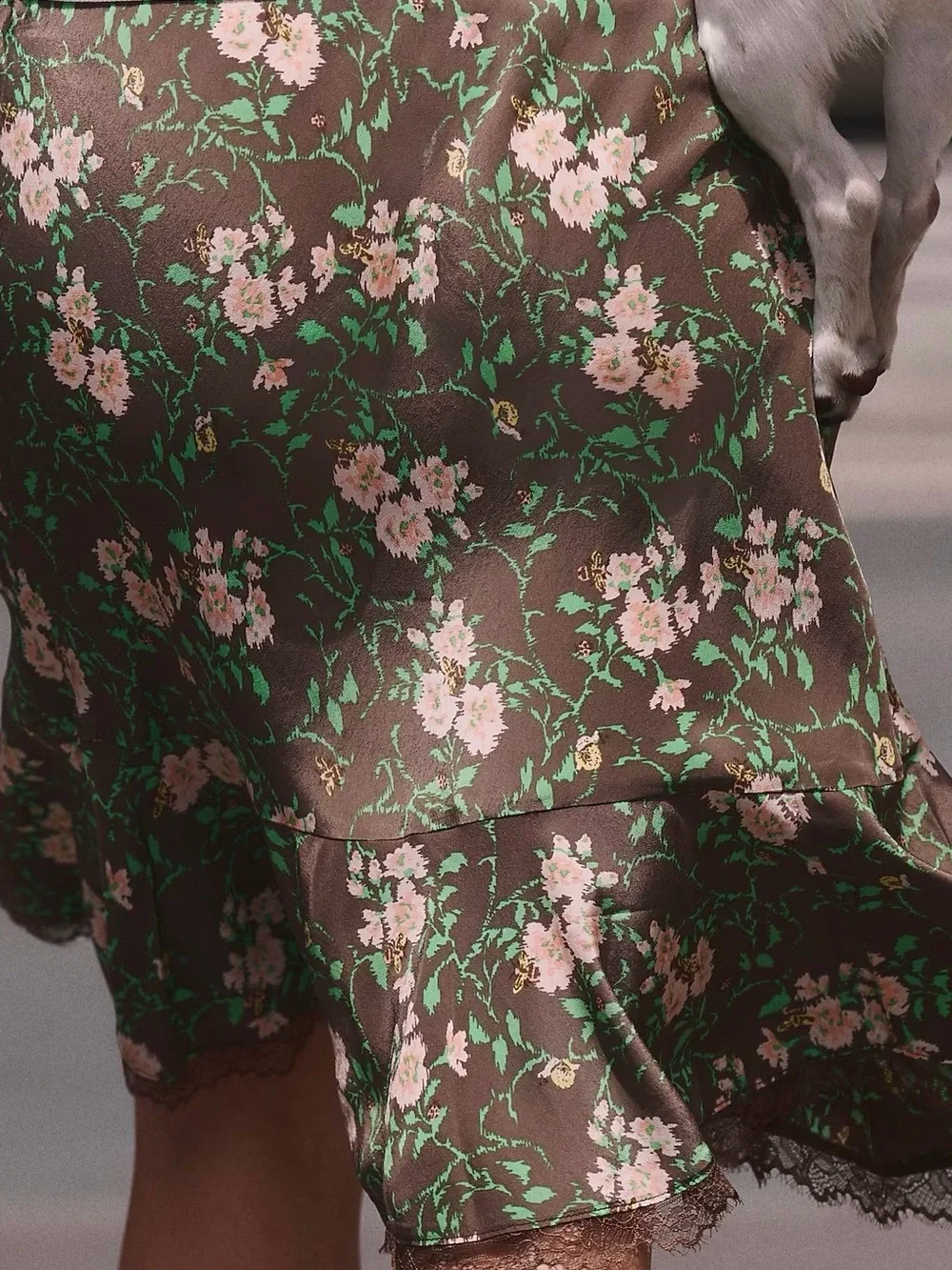 NWT J.Crew Slip skirt in Honeybee Floral Print in Peppercorn Green